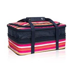 Retired Thirty One Perfect Party set in Pin Stripe Punch